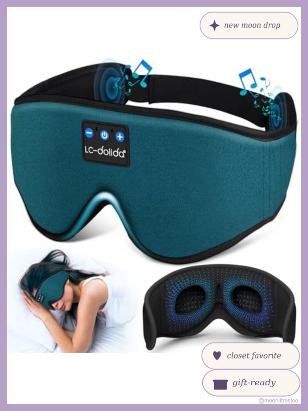 Bluetooth Sleep Mask Headphones 3D Contour Eye Mask Side Sleepers
